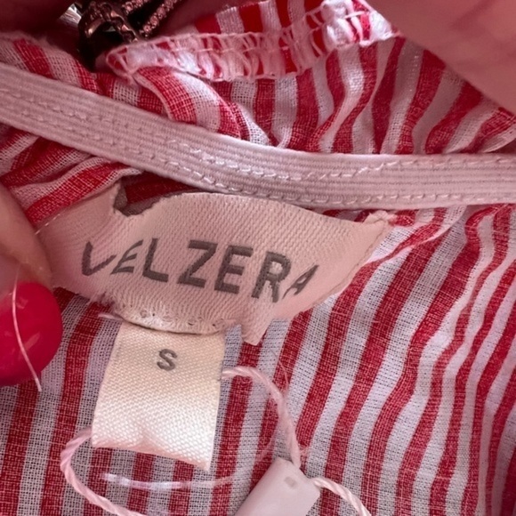 Velzera Pinstripe with Embroidery Tunic/Dress with Bell Sleeves and Tassels - Picture 14 of 15